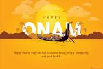 Onam Greeting Card with Traditional Boat Race Illustration