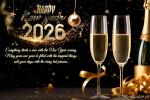 Happy New Year 2026 Greeting Card Champagne Glass