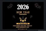 Happy New Year 2026 Invitation Card With Champagne