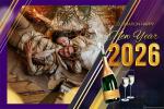 Luxury Happy New Year 2026 Photo Frame With Champagne