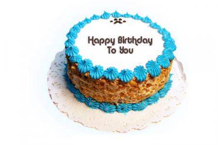 Text blue birthday cake