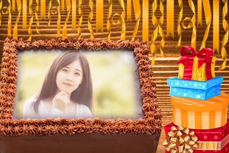 Chocolate birthday cake photo frame