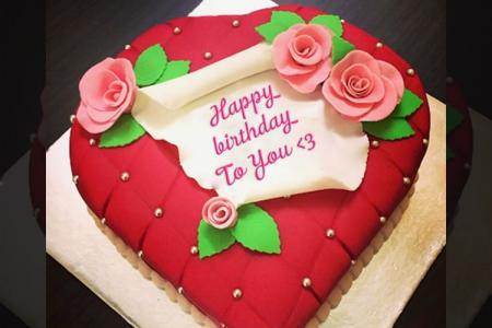 Birthday cake heart and  greetings