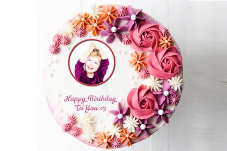 Birthday cake with name and photo