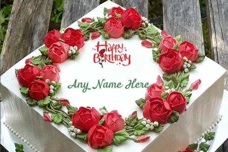 Rose Flavor Birthday Cake For Friend With Name On It