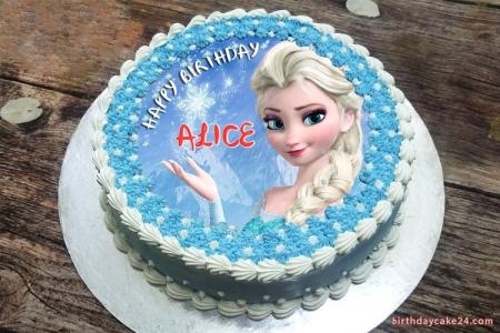 Frozen Elsa Birthday Cake With Name