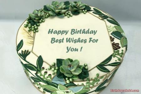 Green Forest Birthday Cake With Name