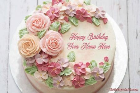 Amazing Ice Cream Flower Birthday Cake With Your Name