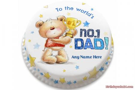 Happy Fathers Day No1 Dad Wishes Cake With Name