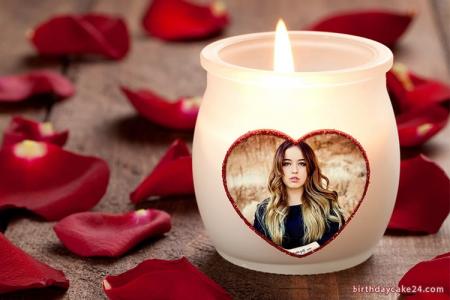 Photo Frame On Romantic Love Candle Cup