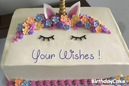 Unicorn Cake For Happy Birthday Wishes With Name
