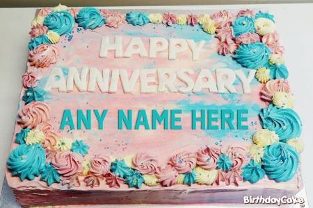 Happy Anniversary Cake by Name Editing