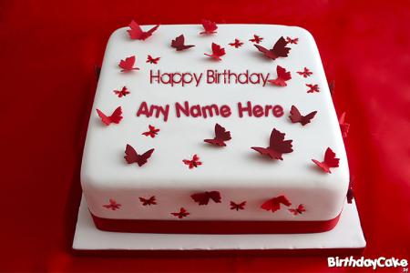Ruby Butterflies Birthday Cake Wishes With Name