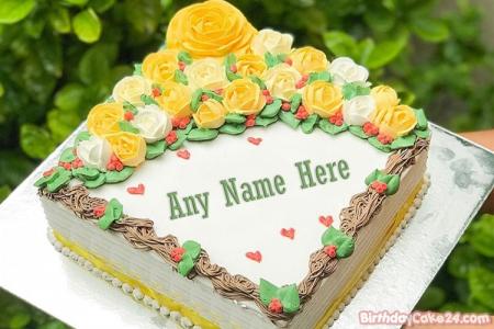 Write Your Name On Flower Birthday Cake Pictures