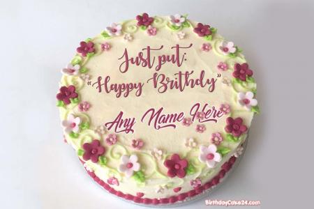 Write Name On Lovely Little Flower Birthday Cake