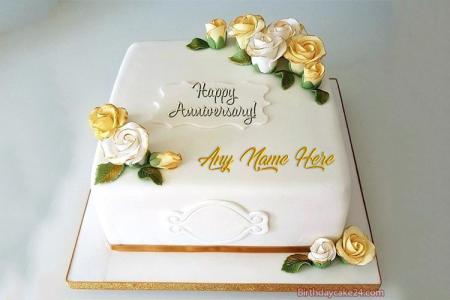 Golden Anniversary Wishes Cake With Name Edit