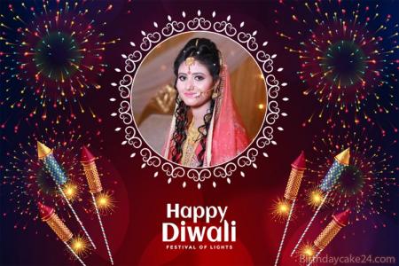 Happy Diwali Greeting Card With Photo Frames
