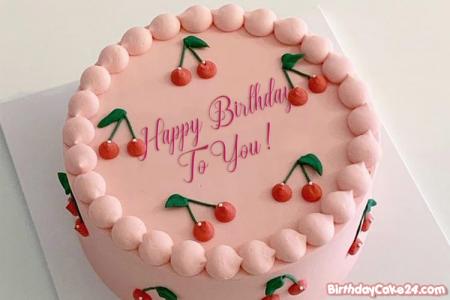 Happy Birthday Cherry Cake Image With Name Editor