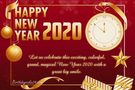 Happy New Year 2020 Greeting Cards With Fireworks