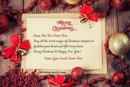 Write Name On Merry Christmas Wishes Image
