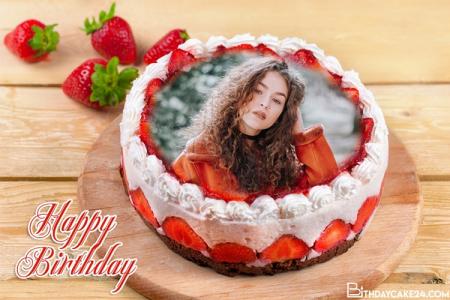Strawberry Birthday Cake With Photo Frame