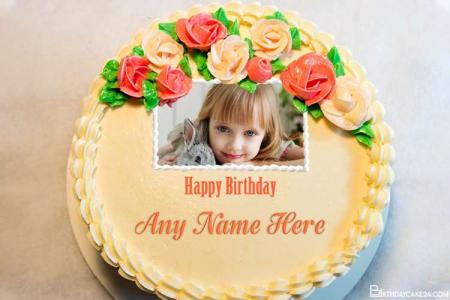 Fresh Lovely Rose Birthday Cake With Names and Pics