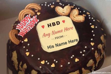 Customize Name on Chocolate Birthday Cake