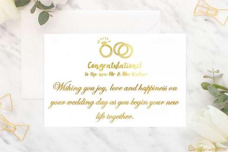 Beautiful Golden Marriage Greeting Cards