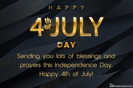 3D Golden Glittering Fourth of July Cards