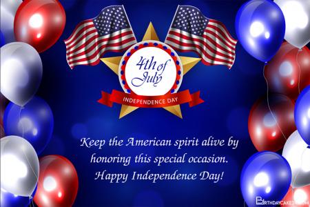 Realistic USA Independence Greeting Card Online