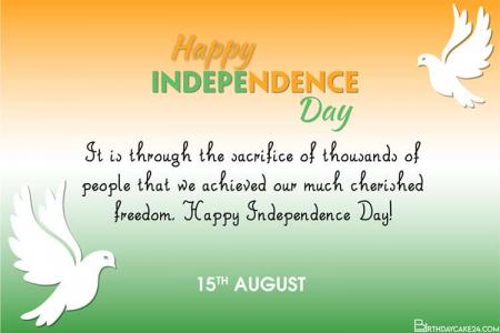 Free India Independence Day Card With Doves