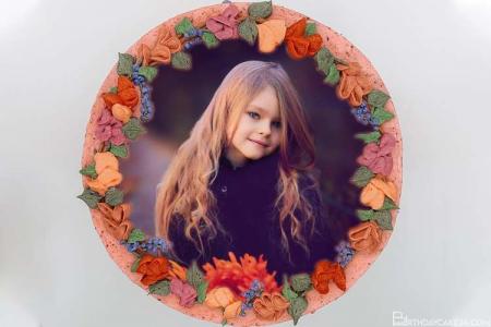 Beautiful Flower Birthday Wish Cake With Photo Frames