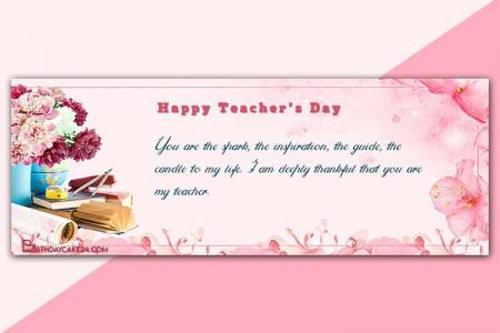 Pink Flower Facebook Cover for Happy Teachers Day