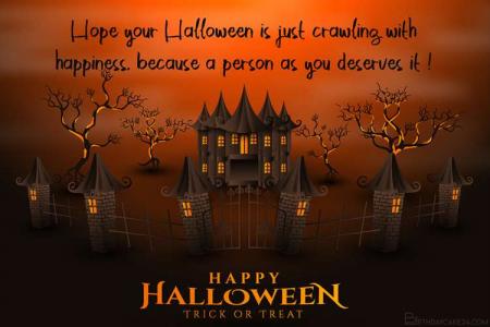 Halloween Card With Scary House Background