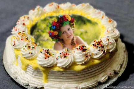 Butter Cream Happy Birthday Cake With Friend Photo