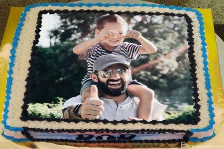 Happy Birthday Cake For Dad With Photo Frames