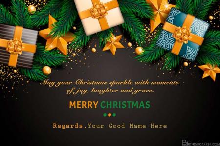 Write Names On Christmas Cards With Colorful Gift Boxes