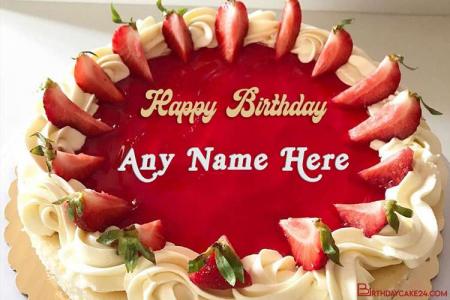 Strawberry Cake for Birthday With Name