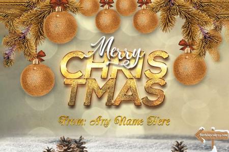 Golden Christmas Wishes Card With Name Editing