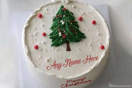 Christmas Tree Wishes Cake With Name Editing