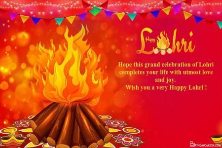 Write Name Wishes For A Happy Lohri Greeting Card