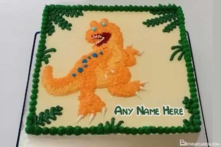 Dinosaur Birthday Cake For Kids With Name Editing