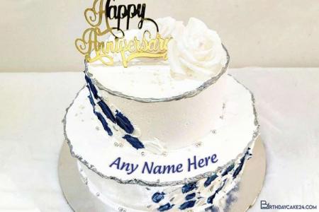 Meaningful Two-Tier Anniversary Cake With Name Editing