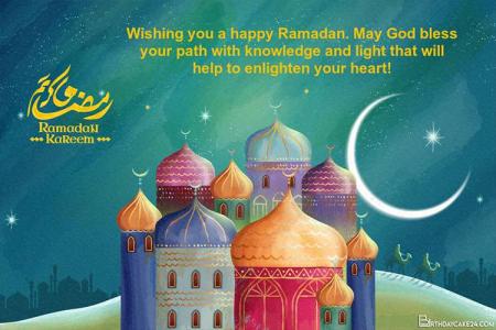 Ramadan Mubarak Card With Colorful Mosque