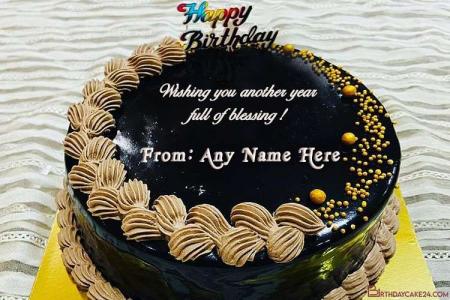 Share Happy Black Chocolate Birthday Cake With Name