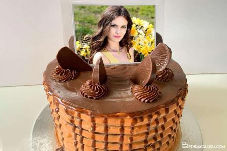 Sweet Chocolate Birthday Cake For Friends With Photo