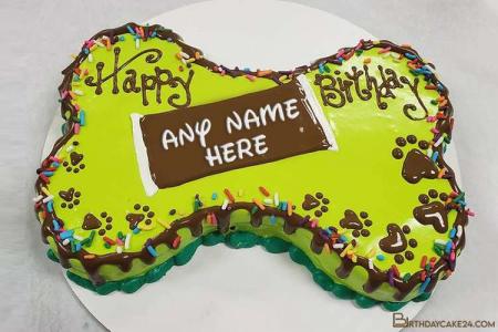 Dog Bone Birthday Cake With Name Editor