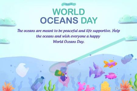 World Oceans Day Wishes Greeting Cards Maker Online