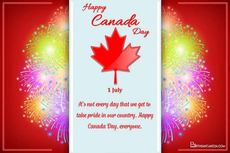 Canada Day Cards With Fireworks Red Background
