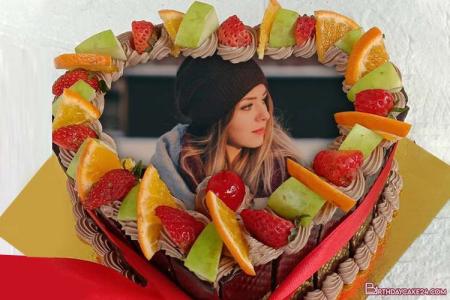 Free Romantic Fruit Chocolate Birthday Cake With Photo